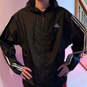 Vintage 90's Adidas Men's Black and White Windbreaker size XL